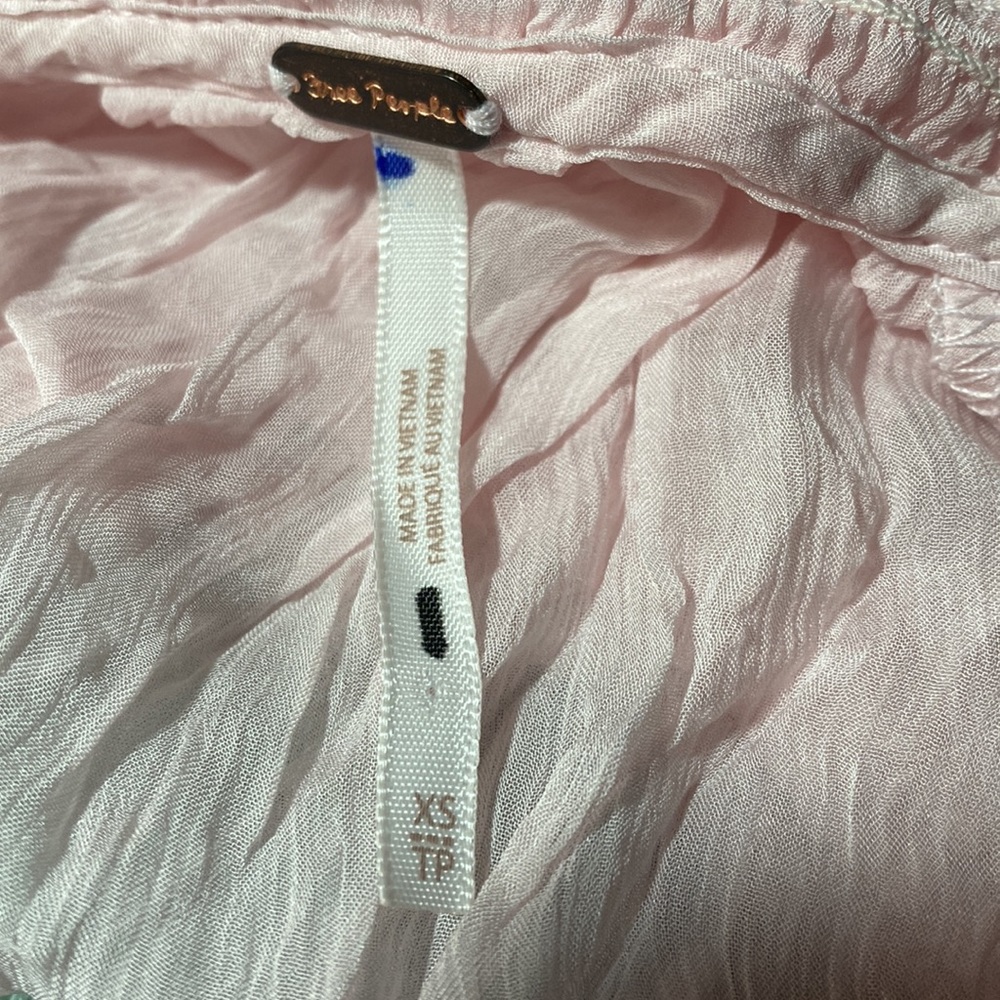 NWOT Free People size XS All For You sheer tie up blouse light pink - Picture 3 of 7